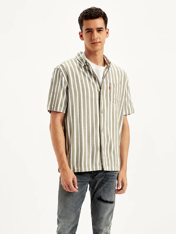 Men's Striped Regular Fit Shirt Elegant Men's Cashmere