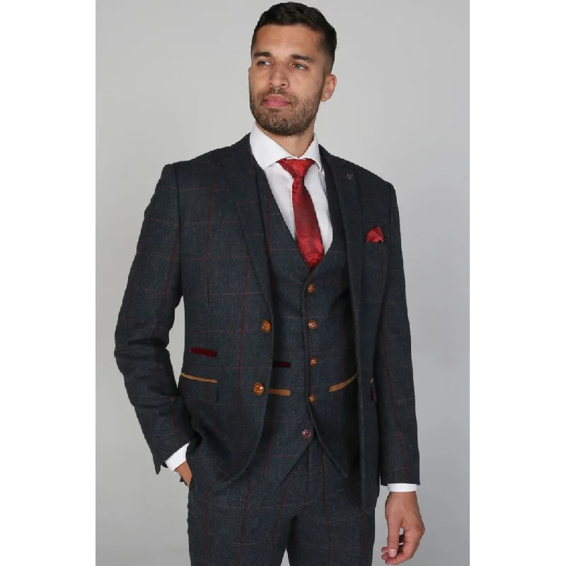 Madrid - Men's Blue Tweed Blazer Hip Men's Urban