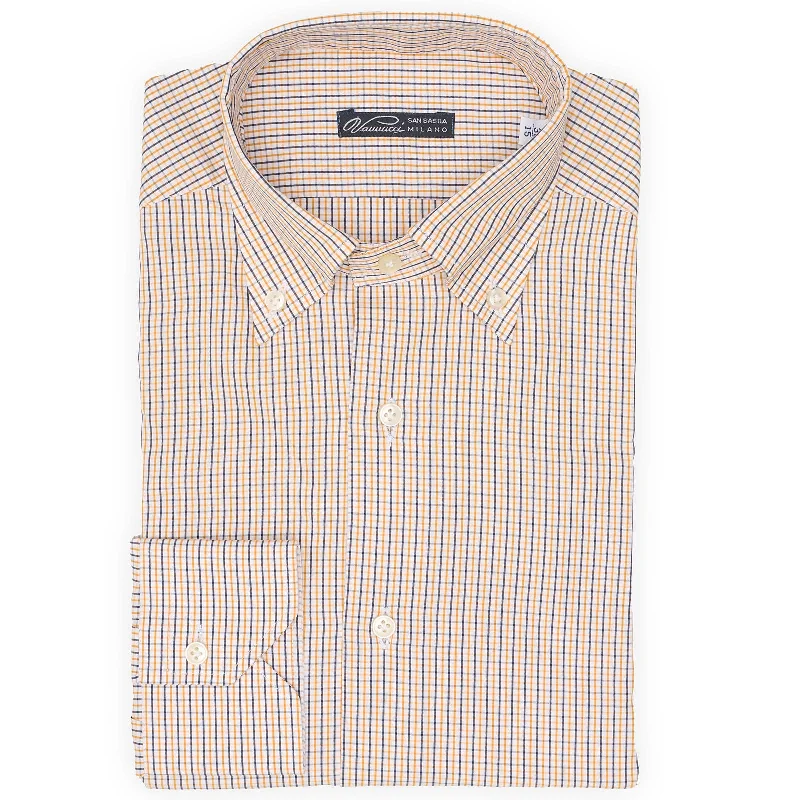 VANNUCCI Milano Multicolor Check Button Down Dress Shirt EU 38 NEW US 15 Relaxed Men's Beach