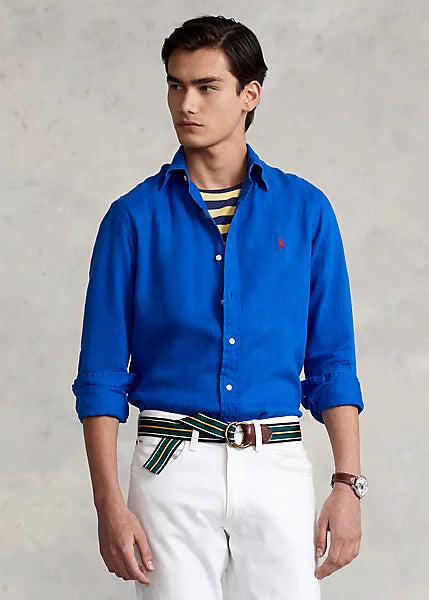 Polo Ralph Lauren - Custom Fit Linen Shirt - Royal Heritage Blue Tough Men's Military