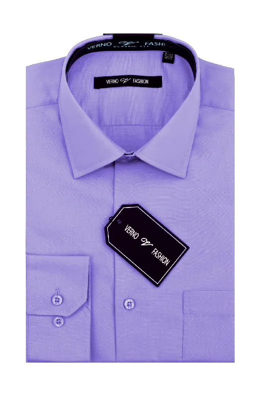 Cotton Blend Dress Shirt Regular Fit In Lavender Business