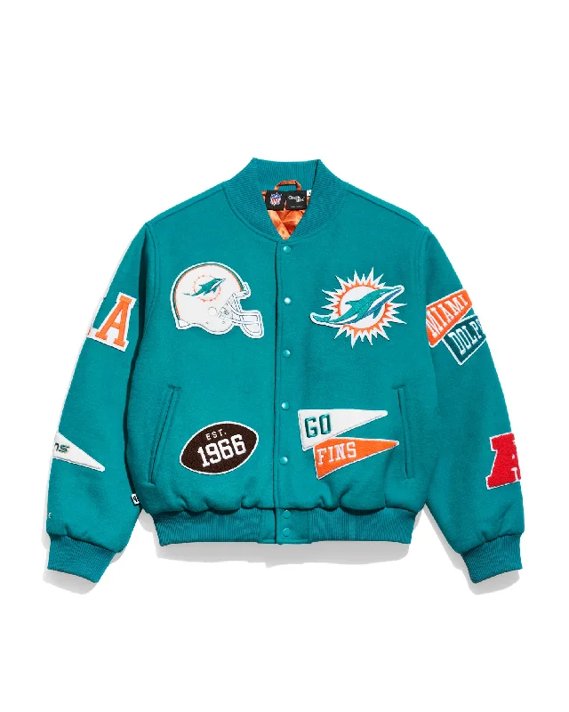 Miami Dolphins Pennant Varsity Jacket Athletic Men's High