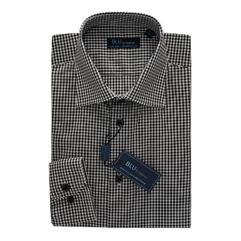 Miami Dress Shirt - Black Check Sleek Men's Contemporary 