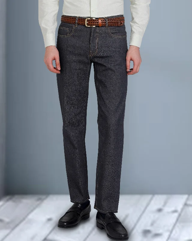 Dark Grey Stretchable Jeans British Gentleman Style