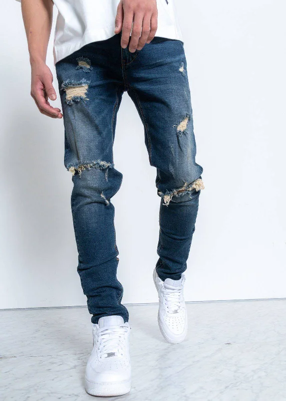 Konus Men's Heavy Wash Distressed Jeans Masculine Men's 