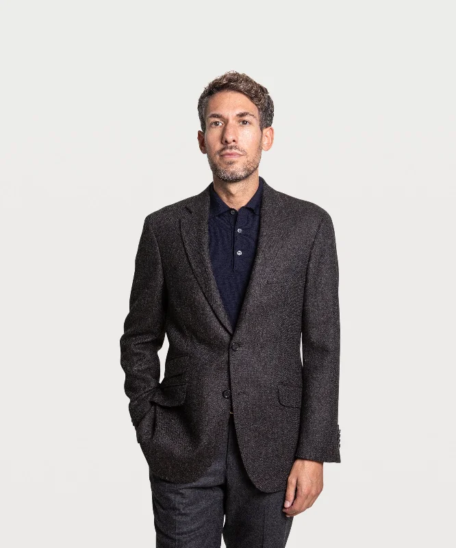 Herringbone Tweed Blazer Sleek Men's Contemporary 