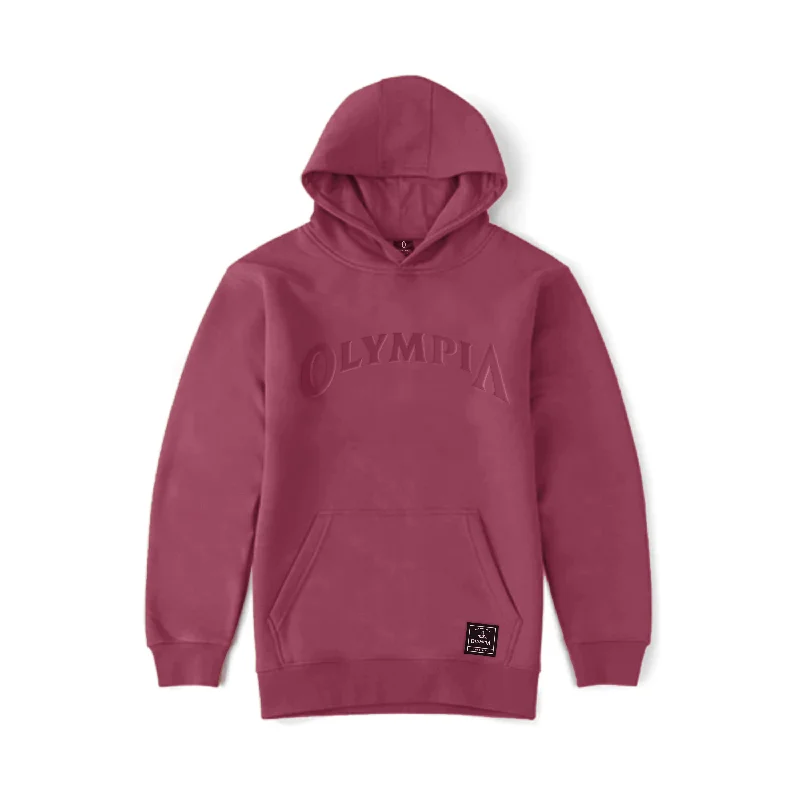 Olympia Pullover Hoodie Embossed Maroon Monochromatic All