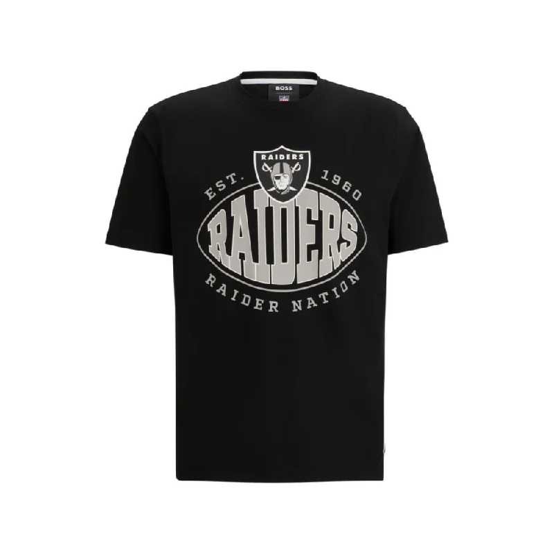 BOSS x NFL stretch-cotton T-shirt with collaborative branding Tough Men's Military