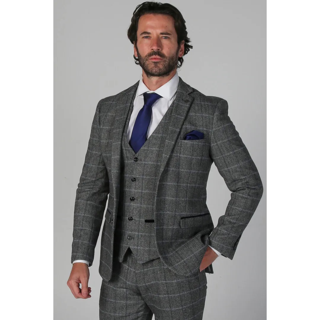 Harris - Men's Grey Tweed Blazer Cclassic Men's Tweed