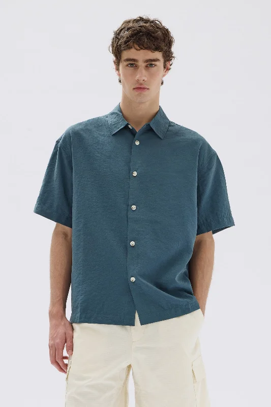 Brook Silk Short Sleeve Shirt Unique Men's Patch