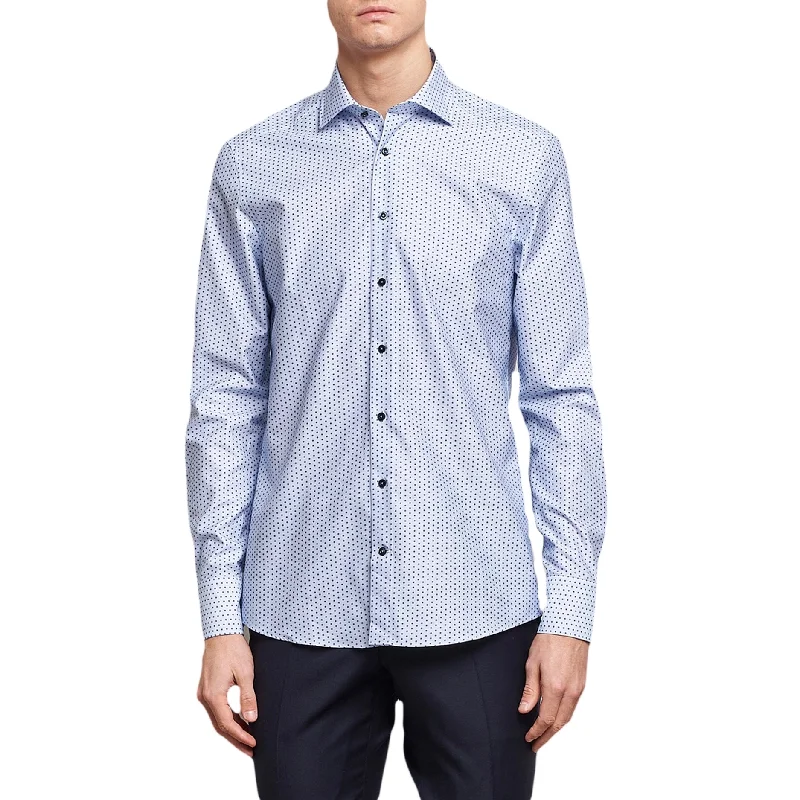 Light Blue Micro Flower Pattern Fitted Body Shirt - Stenströms Dynamic Men's Moto