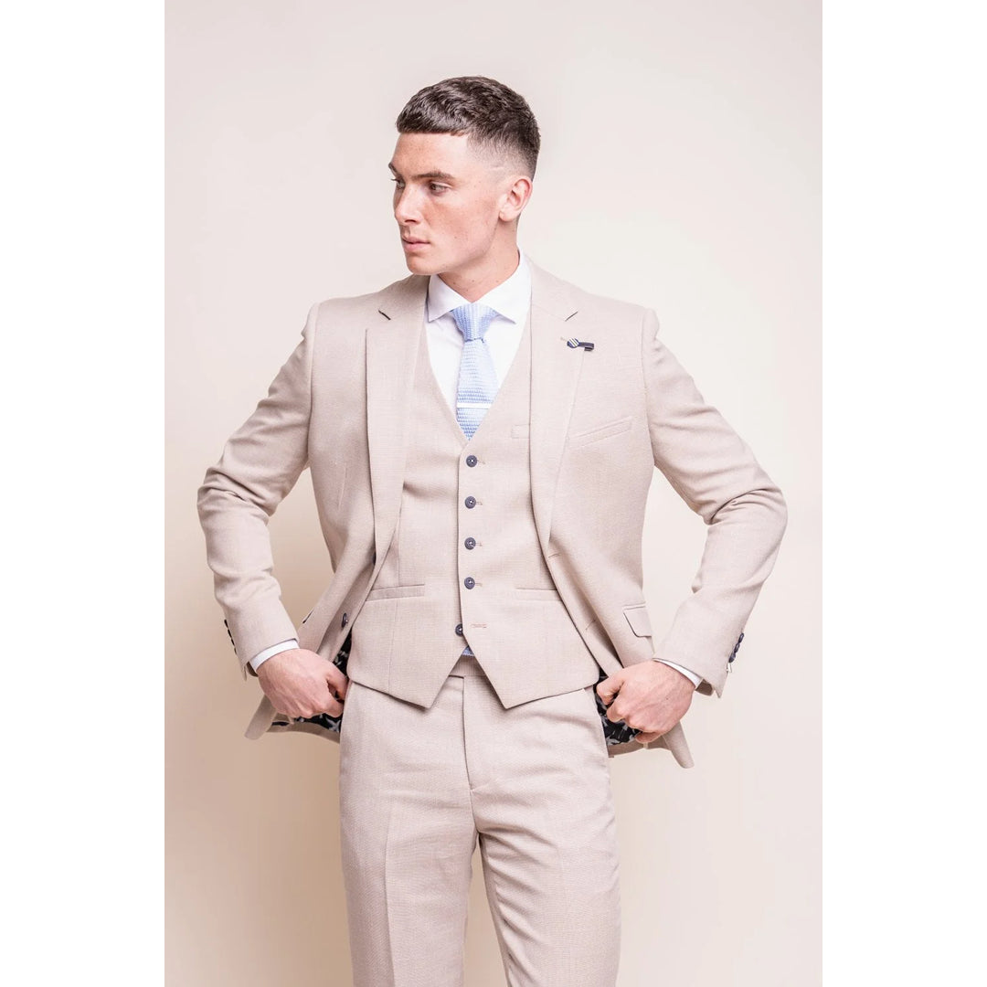 Miami - Men's Beige Wedding Blazer Athletic Men's High