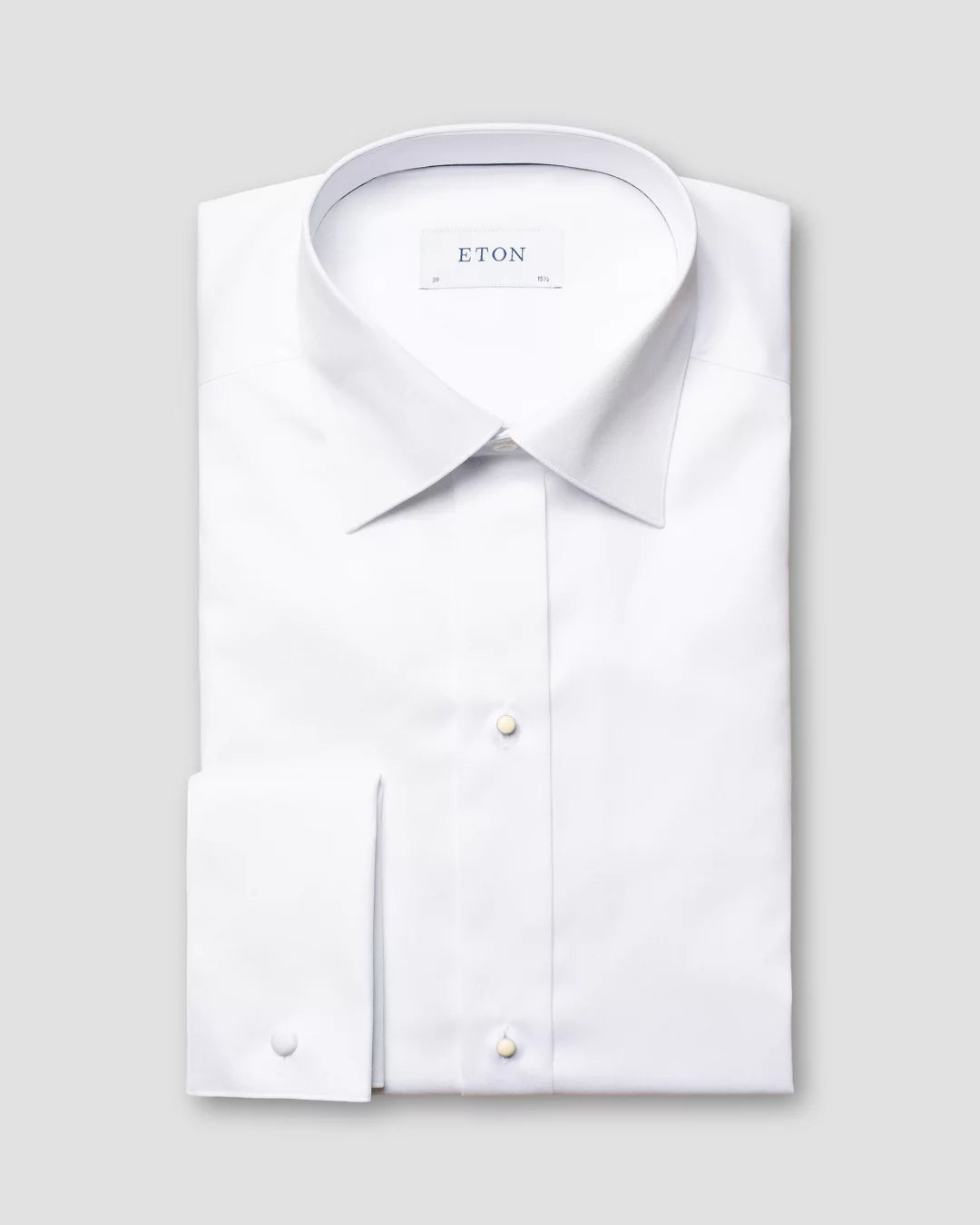 White Signature Twill Stud-Front Slim Fit Tuxedo Shirt - ETON Minimalist Men's Casual 