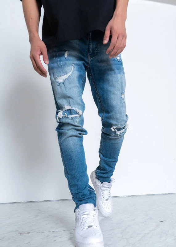 Konus Men's Rip and Repair Denim With Distress Elegant Men's Formal 