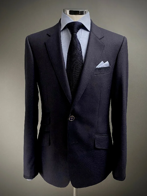 Midnight Navy, Merino Wool Classic Blazer. Sharp Men's Italian