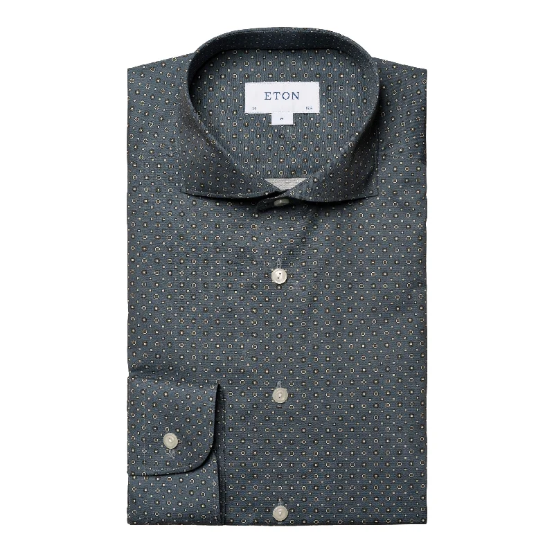 Slim Fit - Medallion Print Shirt Hip Men's Retro