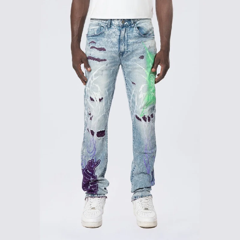 Long Slim Tribal Print R&R Jeans - Lowell Blue Business