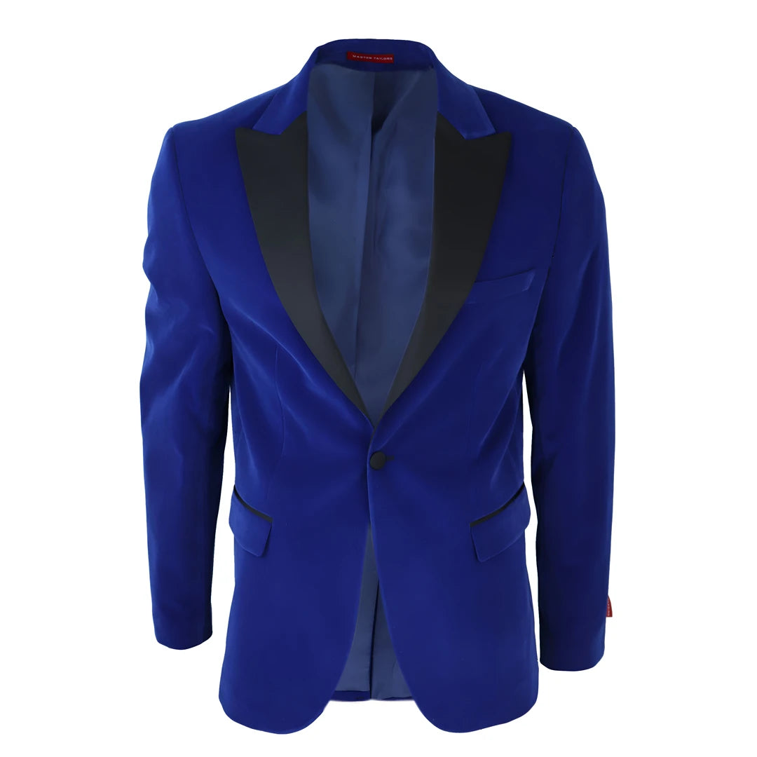 Men's Royal Blue Velvet Tux Blazer Satin Lapels Dinner Wedding Prom Black Tie Sporty Men's Athleisure 