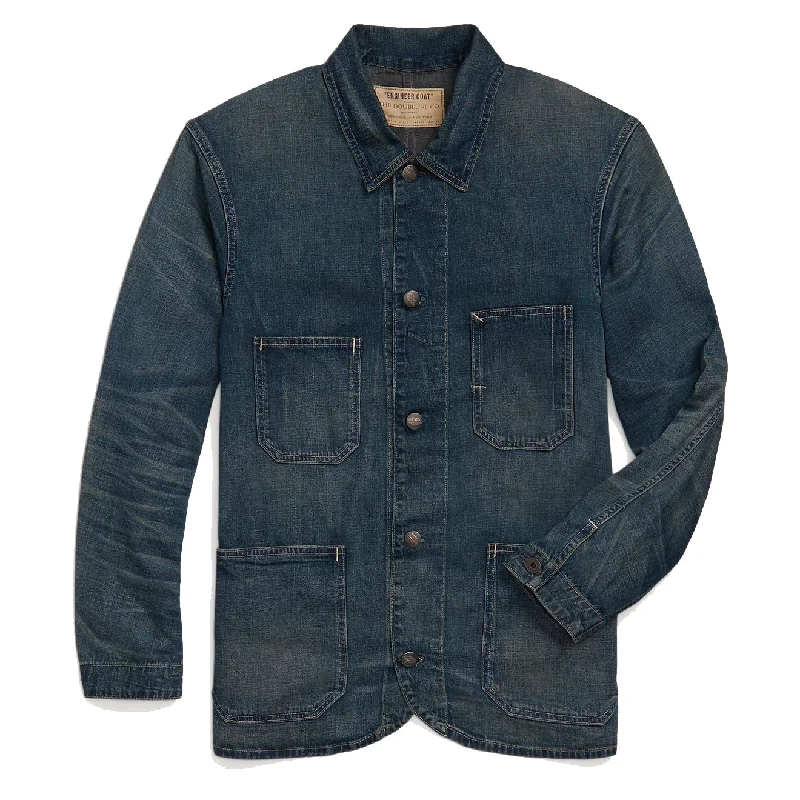 RRL by Ralph Lauren Cotton-Linen Denim Engineer Jacket Torrington Wash Confident Men's High