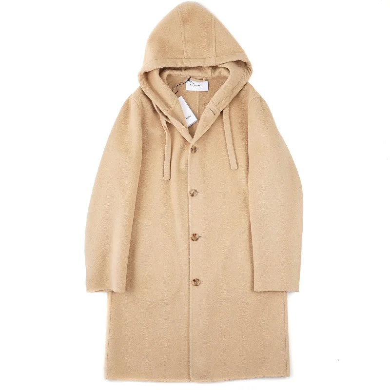 Lardini Brushed Wool Overcoat with Hood Dynamic Men's Moto