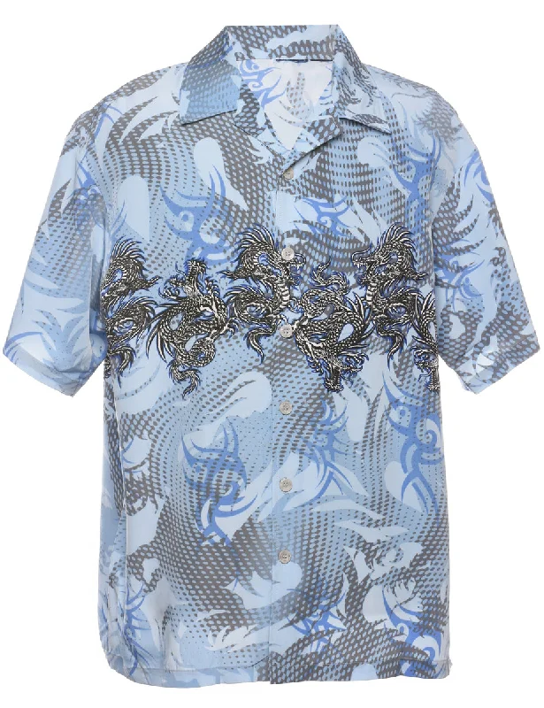 Y2K Dragon Print Shirt - L Beach