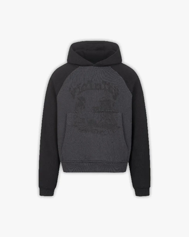 BICOLOR SHOOTING HOUSE HOODIE DARK GREY/BLACK Preppy Men's College