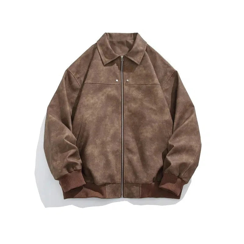 Retro Suede Leather Jacket Sharp Men's Italian