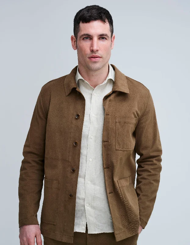 Olive Cotton Shacket Casual Men's Japanese 