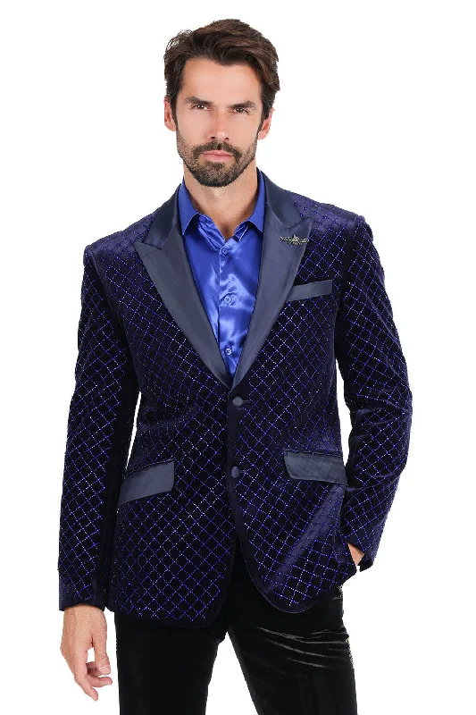 Barabas 2BL3114 Blazer With Stones  Navy Blue Elegant Men's Cashmere