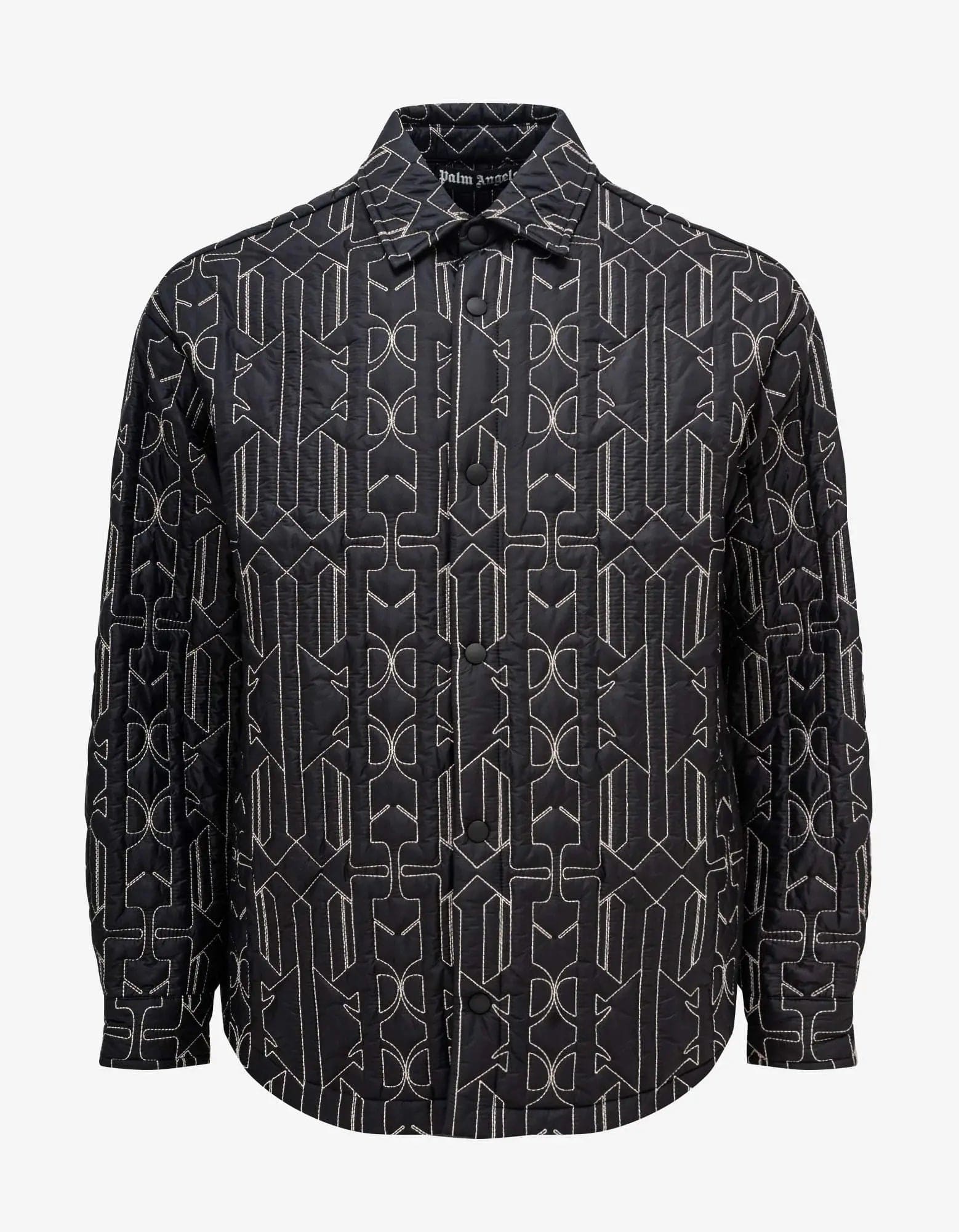 Palm Angels Grey All-over Monogram Overshirt Monochromatic All