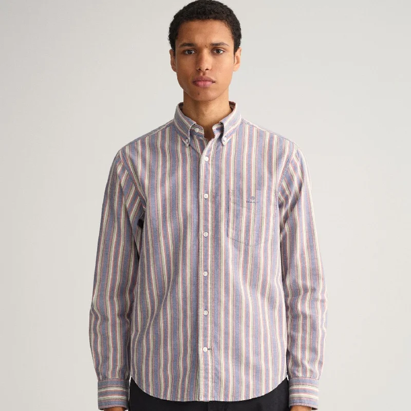 Oxford Shirt - Multi Stripe - College Blue Masculine Men's 