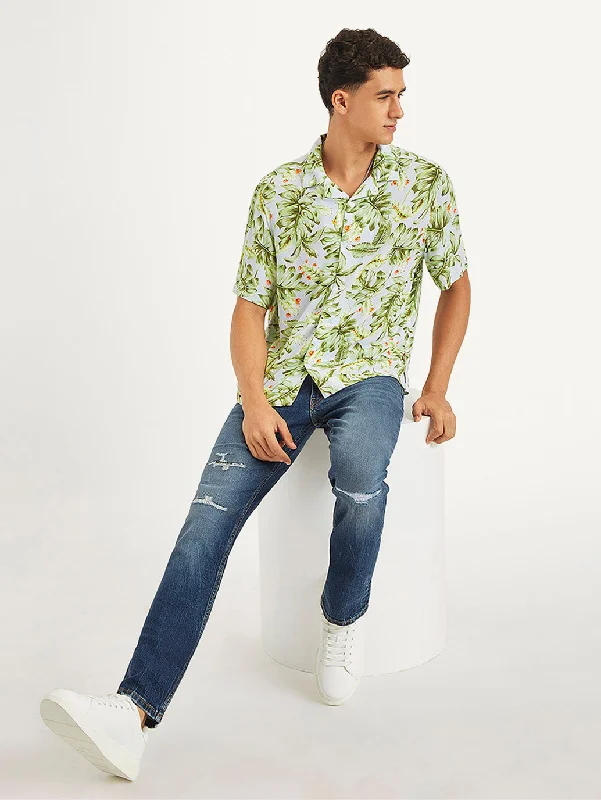 Men's Tropical Relaxed Fit Camp Shirt Sleek Men's Contemporary 