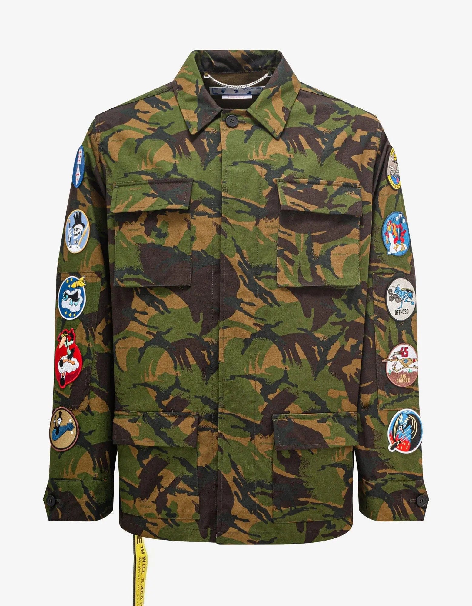 Off-White Green Camouflage Patch Field Jacket Masculine Men's 