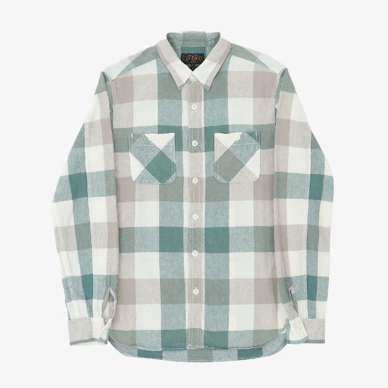 Linen Blend Plaid Shirt Rugged Men's Outdoor 