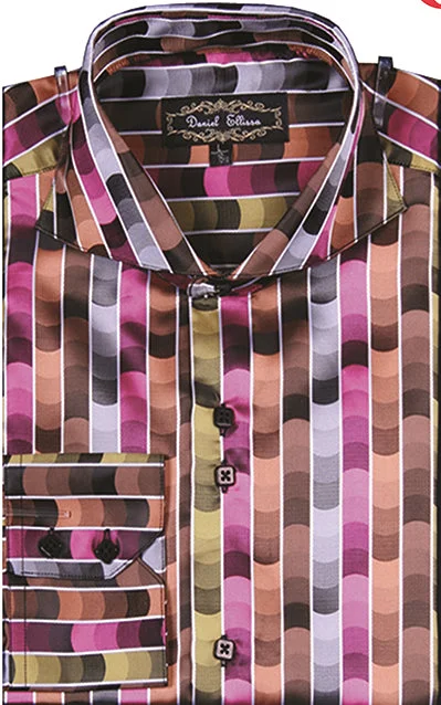 Dress Shirt Regular Fit Fancy Stripe Pattern in Fuchsia Tough Men's Tactical