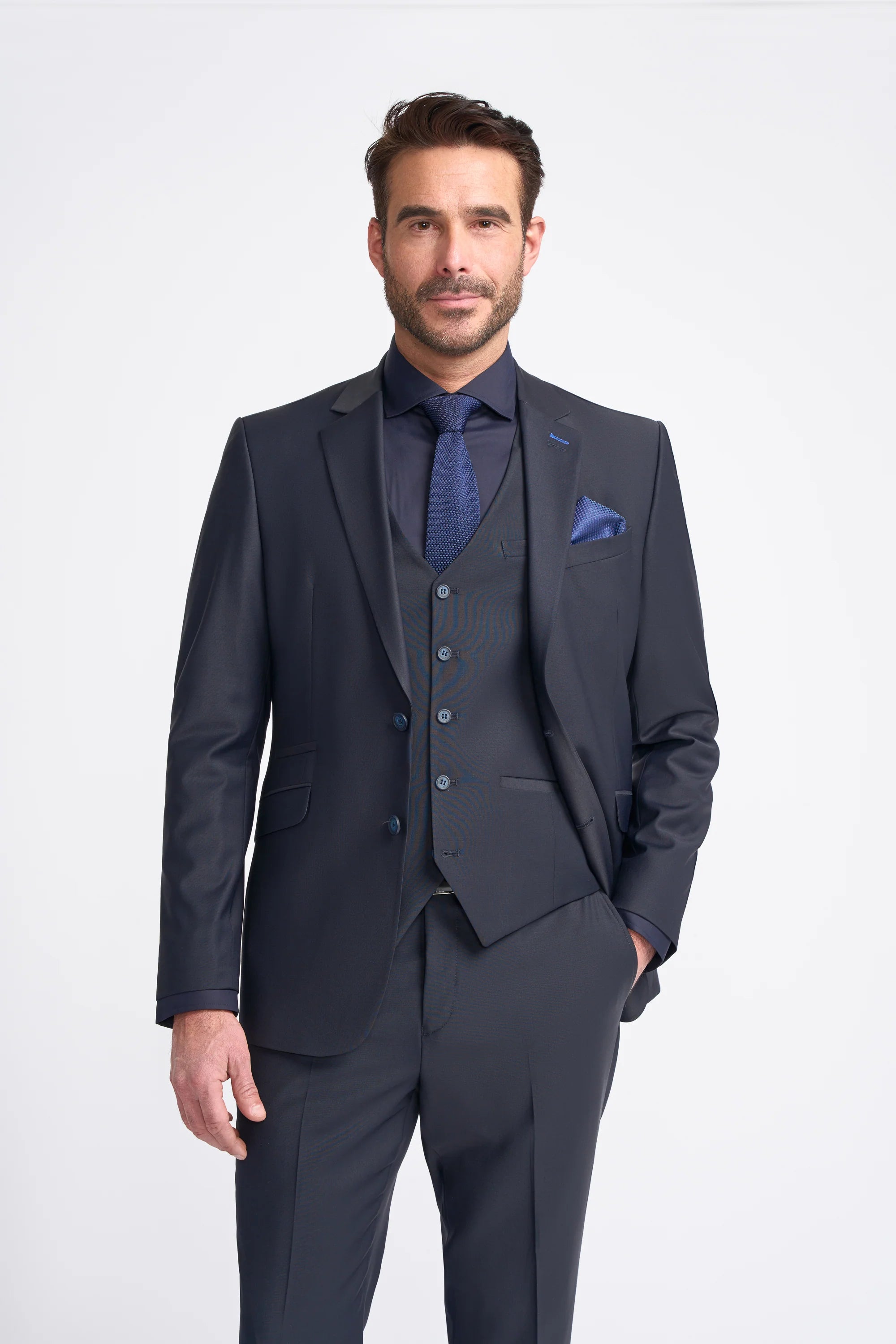 Bond - Men's Dark Navy Tailored Fit Blazer Sleek Men's Contemporary 