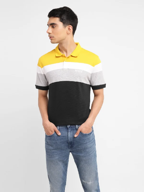 Men's Colorblock Slim Fit Polo T-shirt Artistic Men's Hand