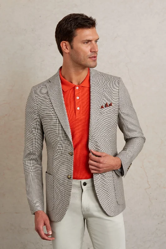 Slim Fit Notch Lapel Patterned Beige Casual Blazer, Beige D. Modern Men's 