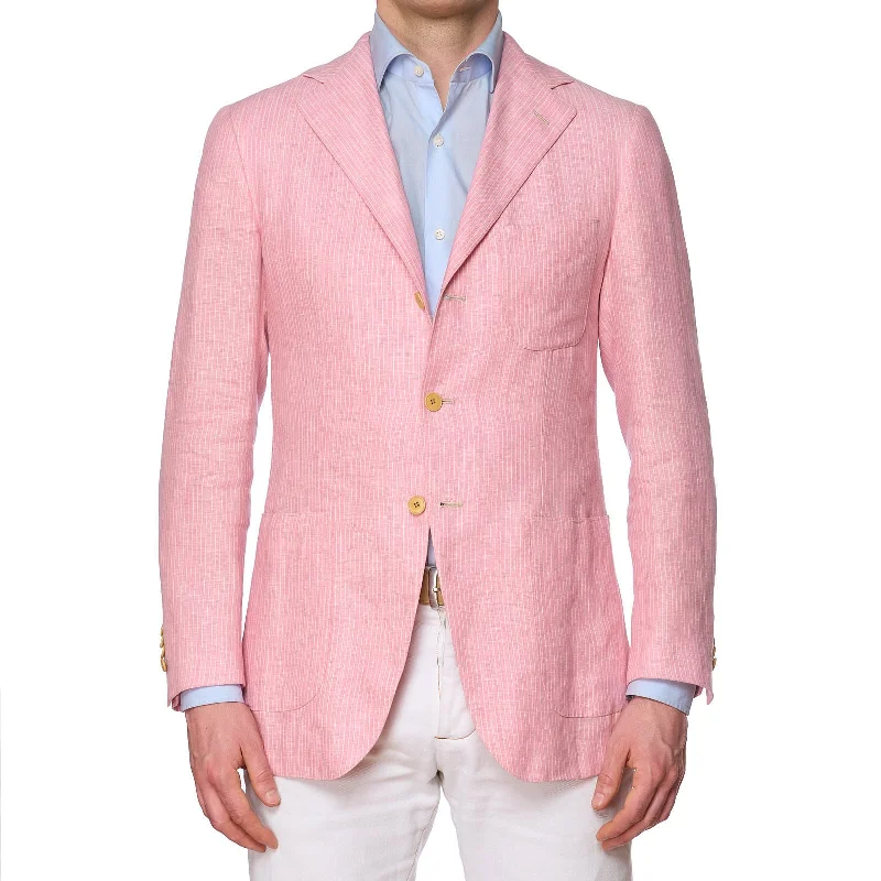 SARTORIA PARTENOPEA for VANNUCCI Handmade Pink Linen Jacket EU 46 NEW US 36 Organic