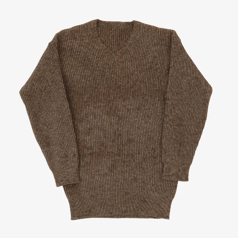 Distressed Wool Sweater Sporty Men's Athleisure 