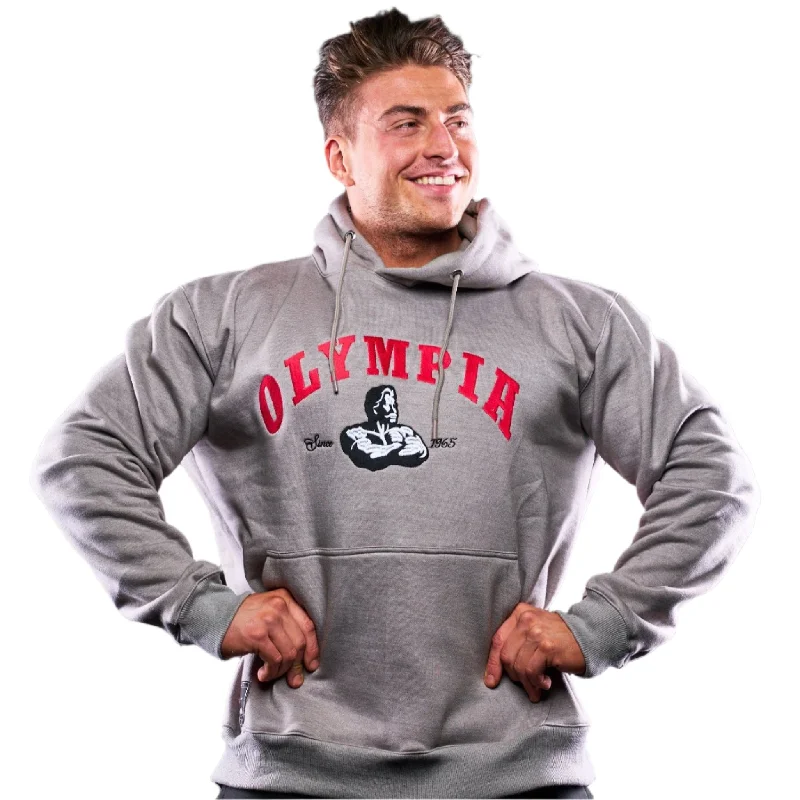 Olympia Embroidered Grey Pullover Hoodie Trendy Men's Bucket