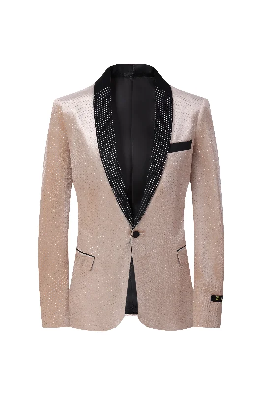 Luxury Slim Fit Suit Separate - Champagne Velvet Texture Sportcoat Refined Men's Hand