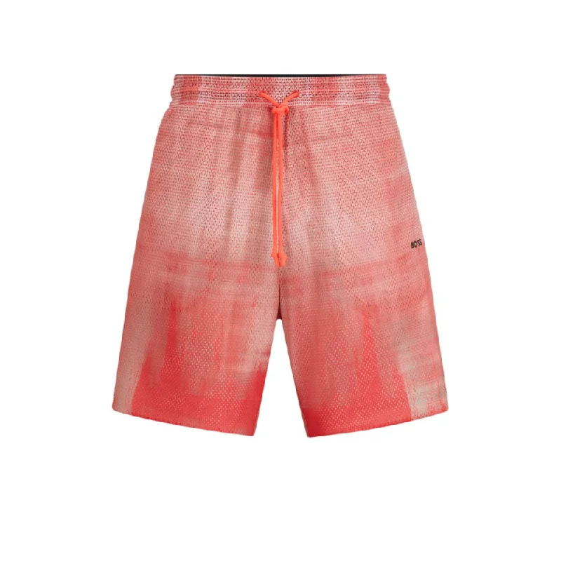 Printed-mesh shorts with logo detail Stylish Men's Neon