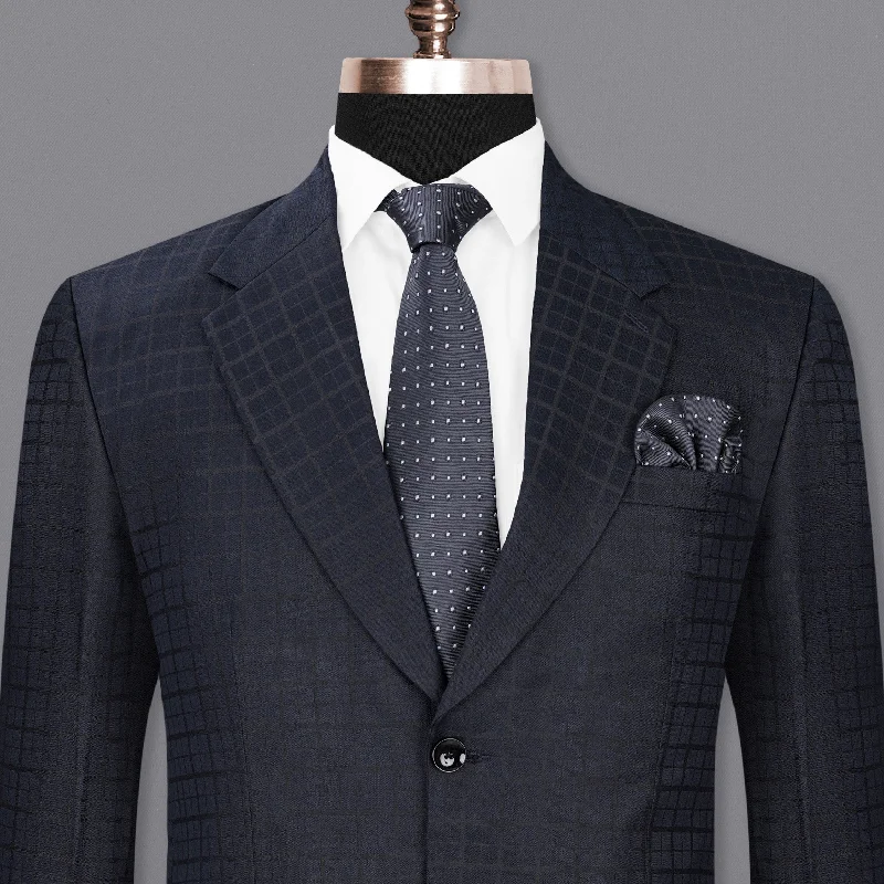 Bleached Cedar Navy Blue subtle Plaid Single Breasted Blazer Adventure