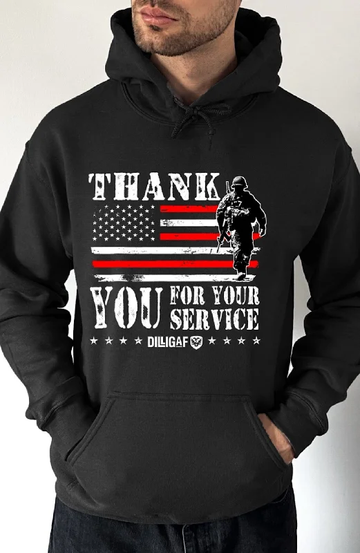 Thank You For Your Service Pullover Hoodie Edgy Men's Punk