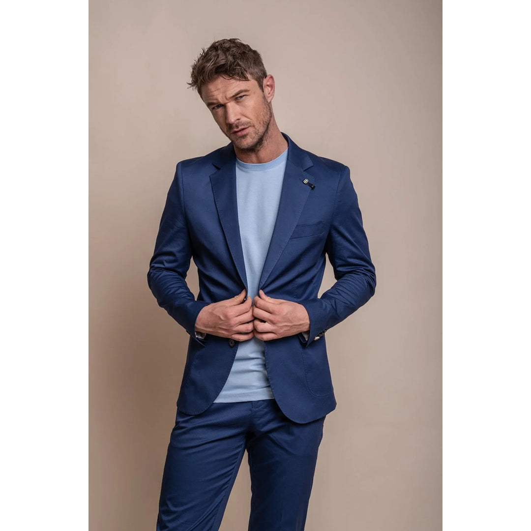 Mario - Men's Summer Blue Smart Blazer Traditional Men's Wool