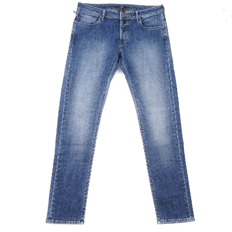 Incotex Slim-Fit Medium Blue Denim Jeans Unique Men's Patch