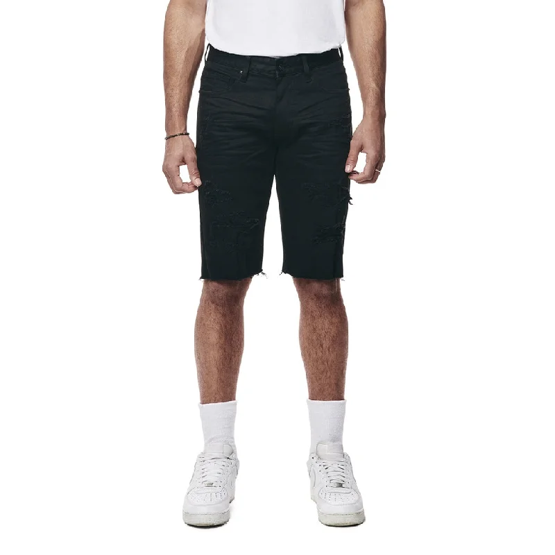 12" Slim Essential Jean Shorts - Jet Black Sleek Men's Metallic