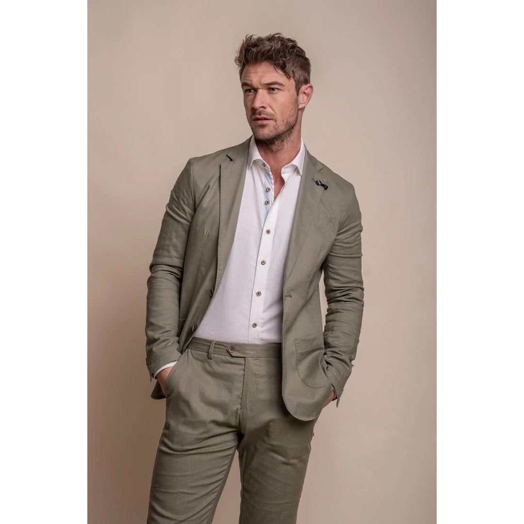 Alvari - Men's Sage Linen Summer Blazer Organic