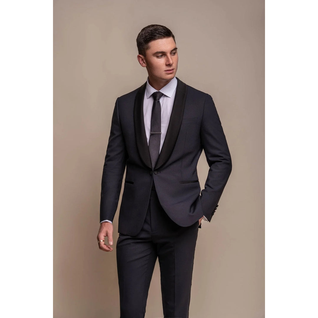 Aspen - Men's Plain Navy Tuxedo Blazer Earthy Men's Hemp